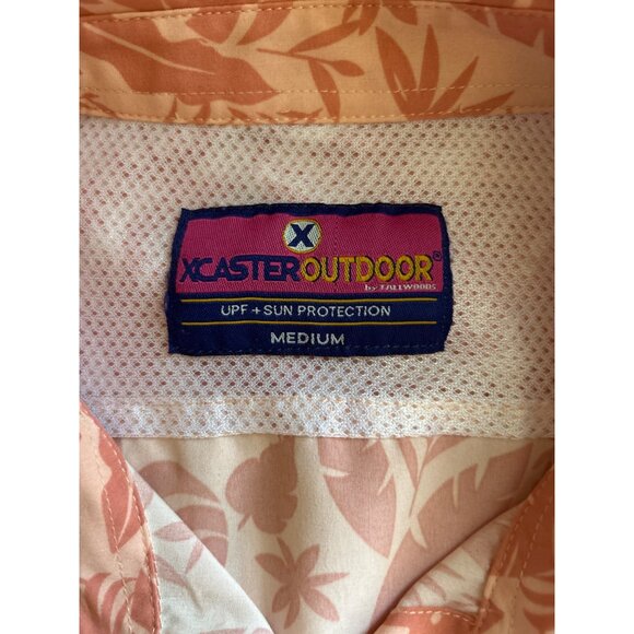 XCaster Outdoor Salmon Leaf Print Sleeveless Snap Front UPF Protection Top, Medi - Picture 5 of 9